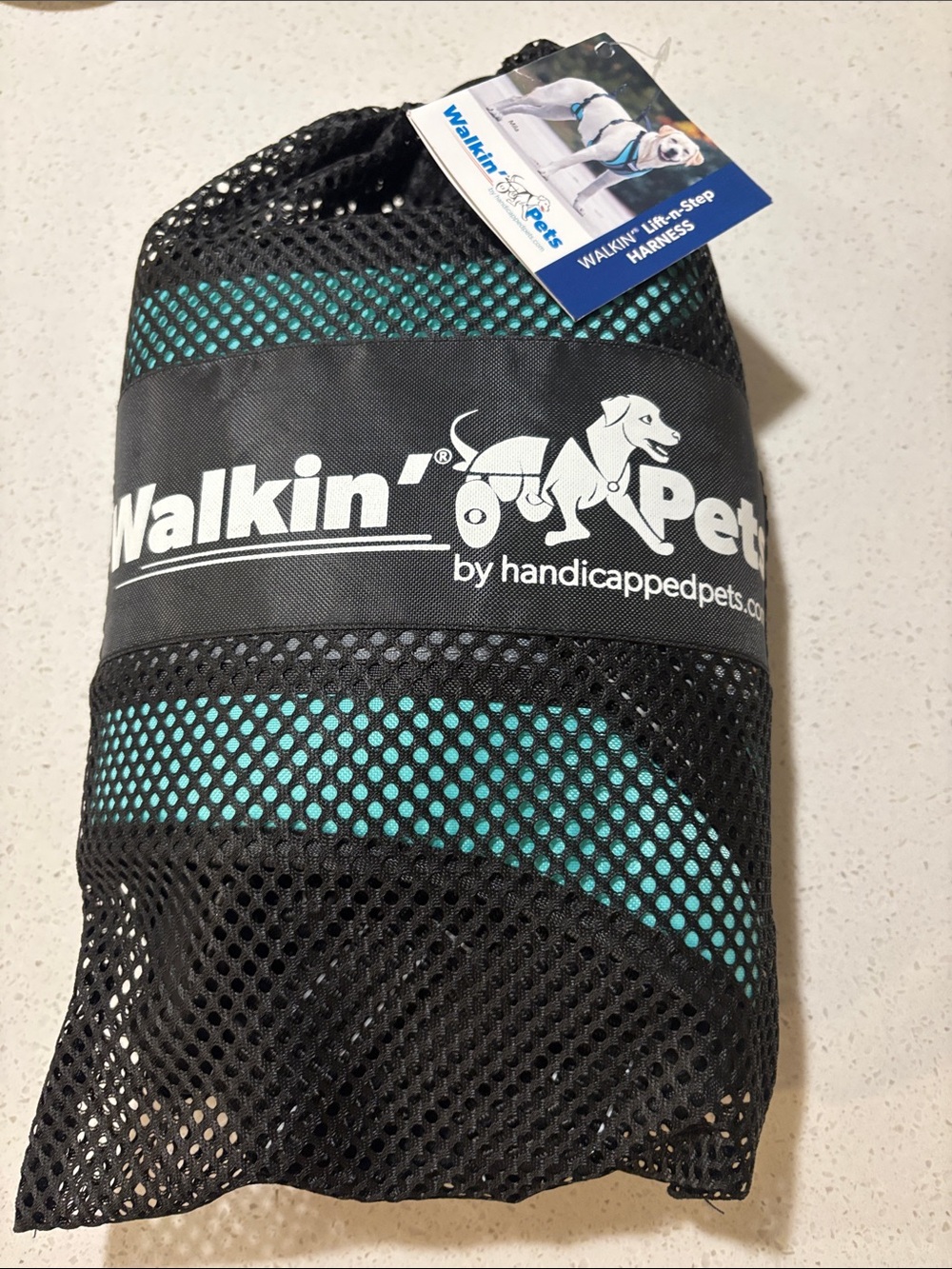 Walkin' Pets Teal and Black Lift-Step Harness by HandicappedPets